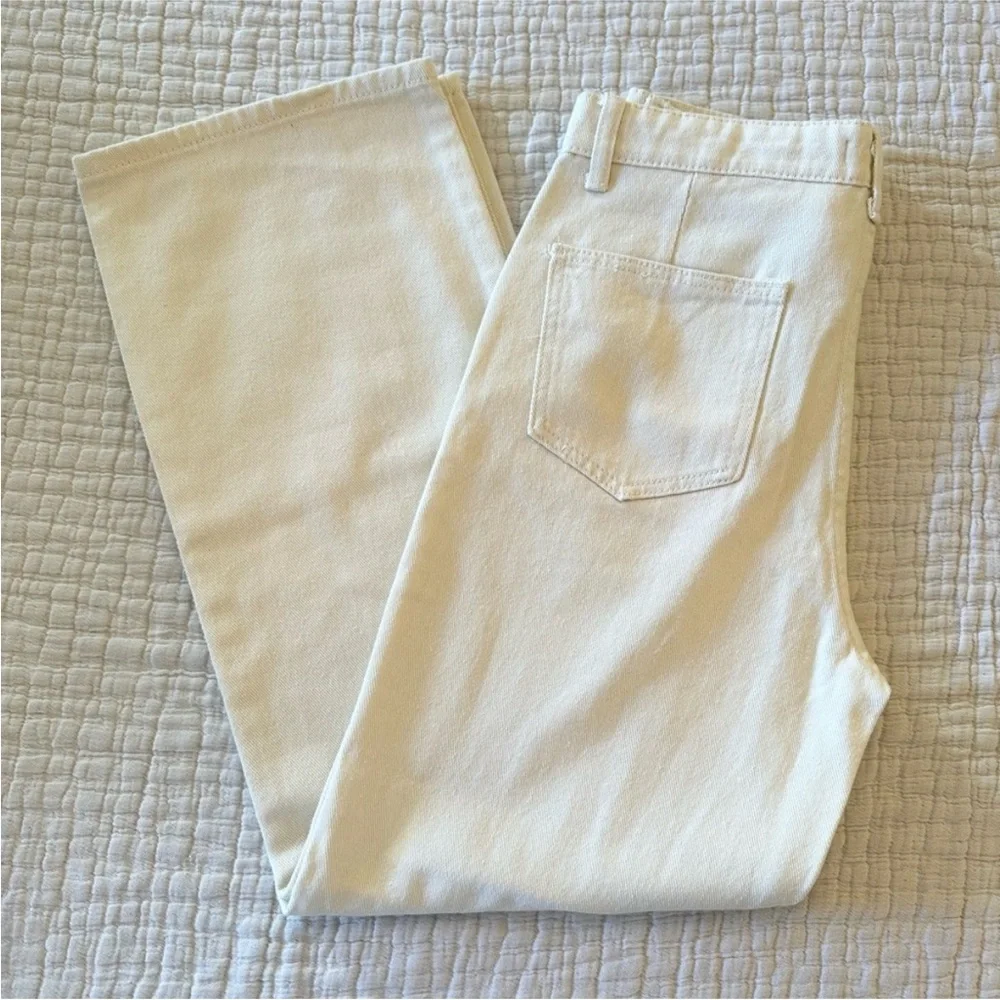 Cream Adjustable Waist Straight Leg Jeans | Minimalist 90s Ivory Denim High Rise - Picture 4 of 11